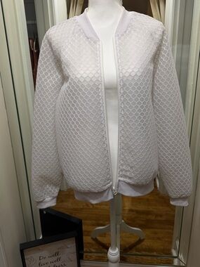 IVY PARK White Textured Honeycomb Bomber Jacket